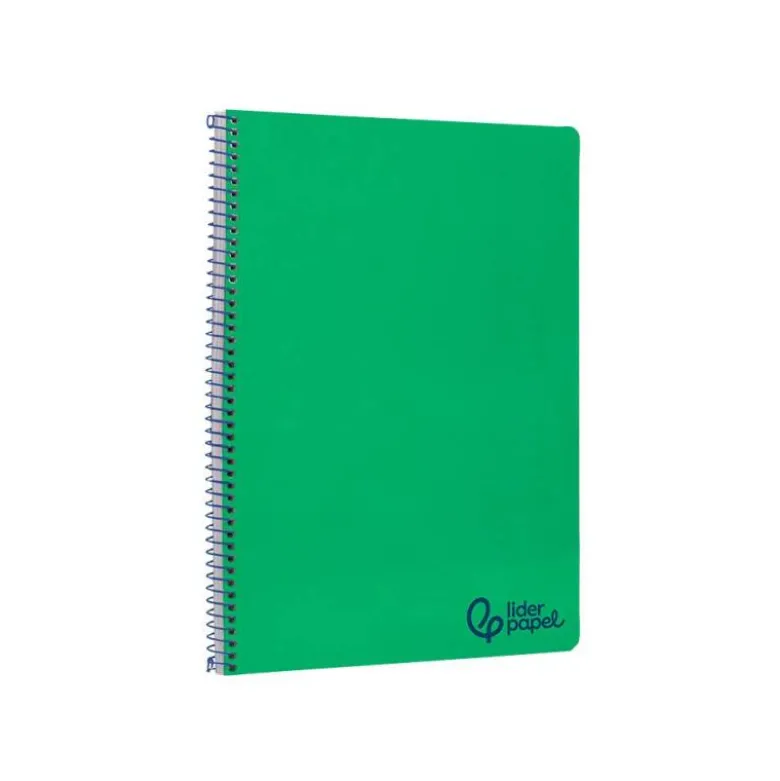 CUADERNO ESPIRAL LIDERPAPEL A4 WONDER TAPA PLASTICO 80H 90GR PAUTA ANCHA 3,5MM CON MARGEN COLOR VERDE OSCURO