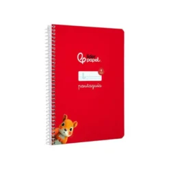 CUADERNO ESPIRAL LIDERPAPEL DI N A5 PAUTAGUIA TAPA DURA 80H 90 GR CUADRO PAUTADO 4MM COLOR ROJO