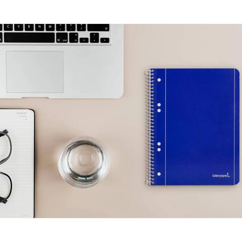 Cuaderno espiral Liderpapel Din A5 micro serie azul tapa blanda 80h 75 gr liso 6taladros azul