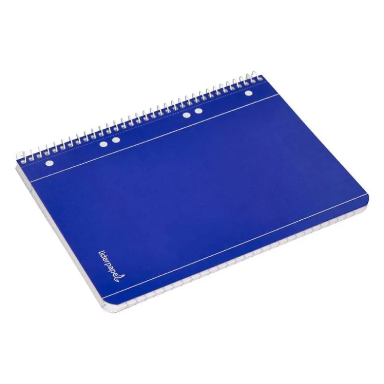 Cuaderno espiral Liderpapel Din A5 micro serie azul tapa blanda 80h 75 gr liso 6taladros azul
