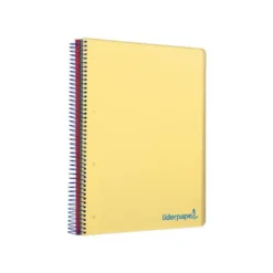 CUADERNO ESPIRAL LIDERPAPEL A5 MICRO WONDER TAPA PLASTICO 120H 90G CUADRO 5MM 5 BANDAS 6 TALADROS COLOR AMARILLO