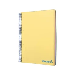 CUADERNO ESPIRAL LIDERPAPEL A5 MICRO WONDER TAPA PLASTICO 120H 90G CUADRO 5MM 5 BANDAS 6 TALADROS COLOR AMARILLO