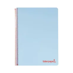 CUADERNO ESPIRAL LIDERPAPEL A5 MICRO WONDER TAPA PLASTICO 120H 90G CUADRO 5MM 5 BANDAS 6 TALADROS COLOR CELESTE