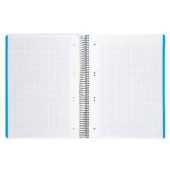 CUADERNO ESPIRAL LIDERPAPEL A5 MICRO WONDER TAPA PLASTICO 120H 90G CUADRO 5MM 5 BANDAS 6 TALADROS COLOR CELESTE