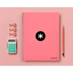 CUADERNO ESPIRAL LIDERPAPEL DIN A4 MICRO ANTARTIK RAYADO HORIZONTAL 120 H 5 BANDA 4 TALADROS COLOR CORAL