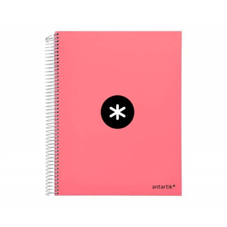 CUADERNO ESPIRAL LIDERPAPEL DIN A4 MICRO ANTARTIK RAYADO HORIZONTAL 120 H 5 BANDA 4 TALADROS COLOR CORAL