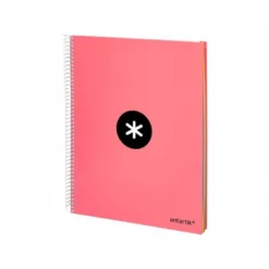 CUADERNO ESPIRAL LIDERPAPEL DIN A4 MICRO ANTARTIK RAYADO HORIZONTAL 120 H 5 BANDA 4 TALADROS COLOR CORAL