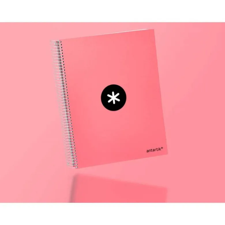 CUADERNO ESPIRAL LIDERPAPEL DIN A4 MICRO ANTARTIK RAYADO HORIZONTAL 120 H 5 BANDA 4 TALADROS COLOR CORAL