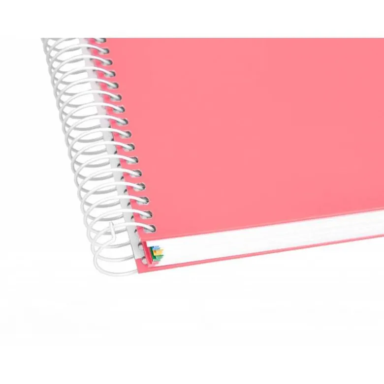 CUADERNO ESPIRAL LIDERPAPEL DIN A4 MICRO ANTARTIK RAYADO HORIZONTAL 120 H 5 BANDA 4 TALADROS COLOR CORAL