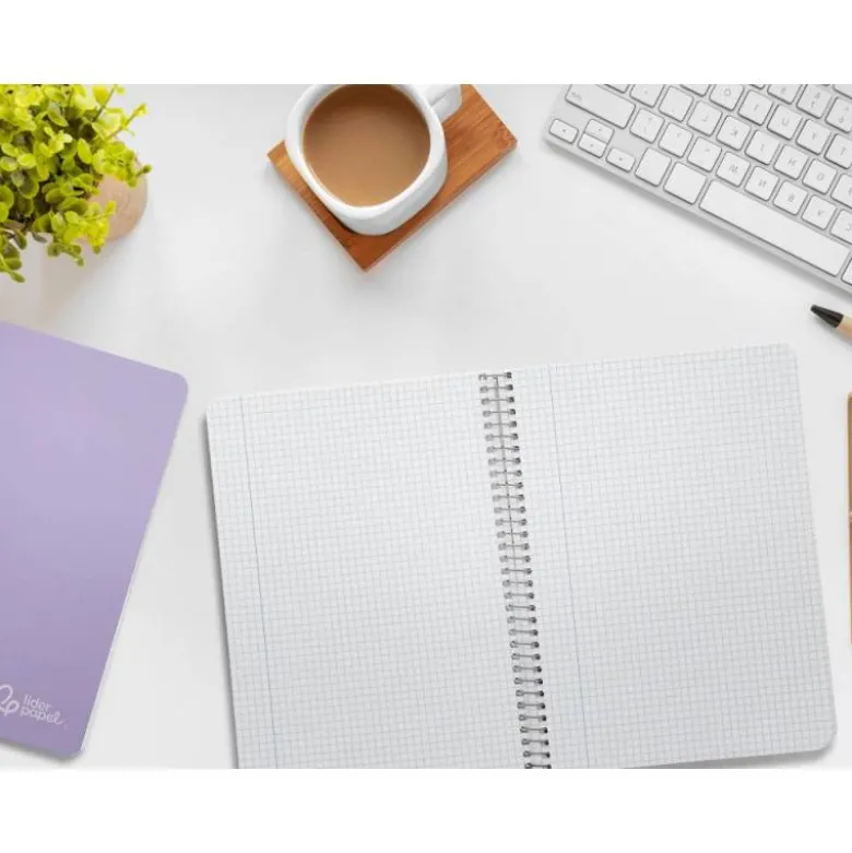 CUADERNO ESPIRAL LIDERPAPEL DIN A5 WITTY TAPA DURA 80H 90GR CUADRO 4MM CON MARGEN COLOR VIOLETA
