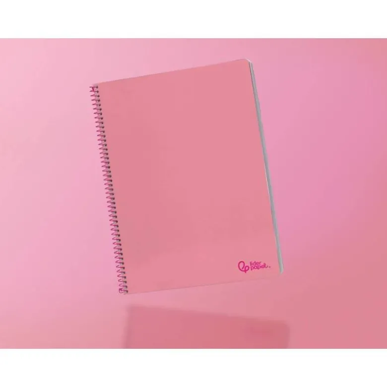 CUADERNO ESPIRAL LIDERPAPEL DIN A4 SMART TAPA BLANDA 80H 75GR CUADRO 4MM CON MARGEN COLOR ROSA