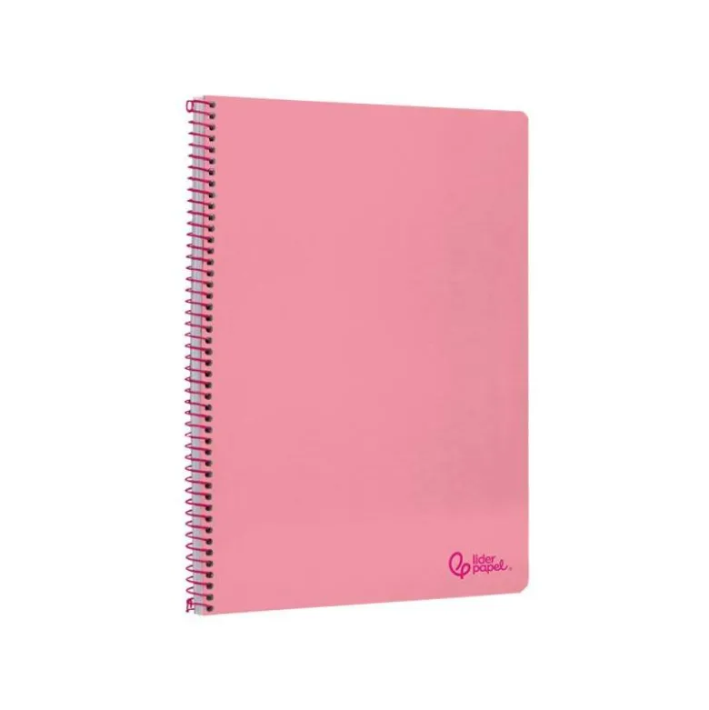 CUADERNO ESPIRAL LIDERPAPEL DIN A4 SMART TAPA BLANDA 80H 75GR CUADRO 4MM CON MARGEN COLOR ROSA