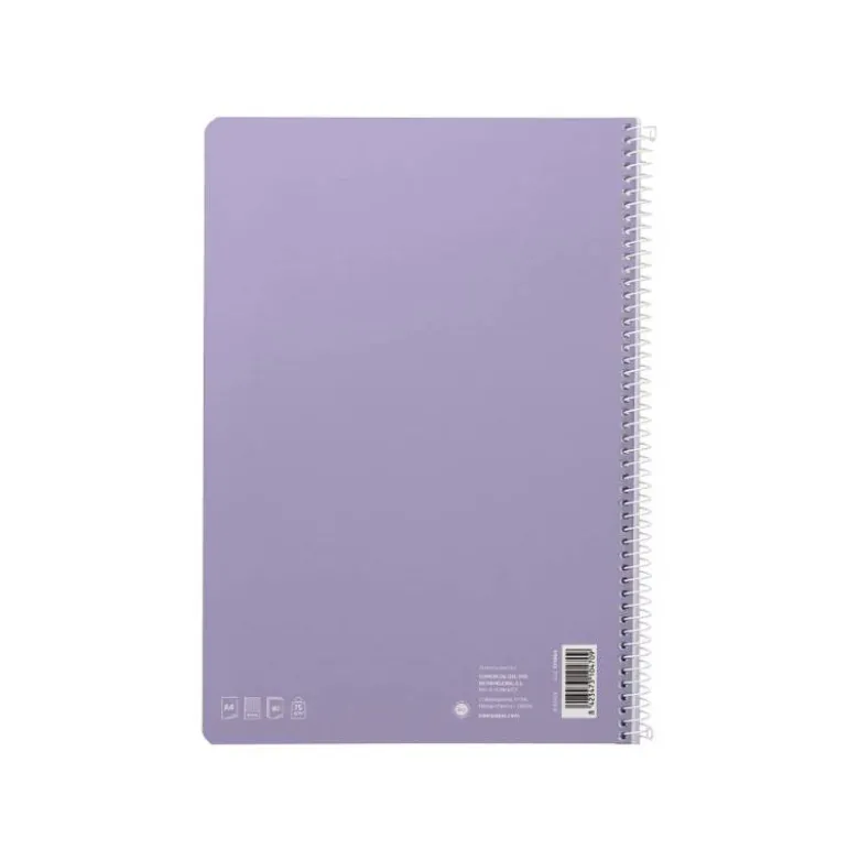 CUADERNO ESPIRAL LIDERPAPEL DIN A4 SMART TAPA BLANDA 80H 75GR CUADRO 4MM CON MARGEN COLOR VIOLETA