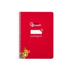 CUADERNO ESPIRAL LIDERPAPEL DI N A5 PAUTAGUIA TAPA BLANDA 40H 75 GR CUADRO PAUTADO 3MM COLOR ROJO