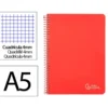 CUADERNO ESPIRAL LIDERPAPEL DIN A5 WITTY TAPA DURA 80H 90GR CUADRO 4MM CON MARGEN COLOR ROJO
