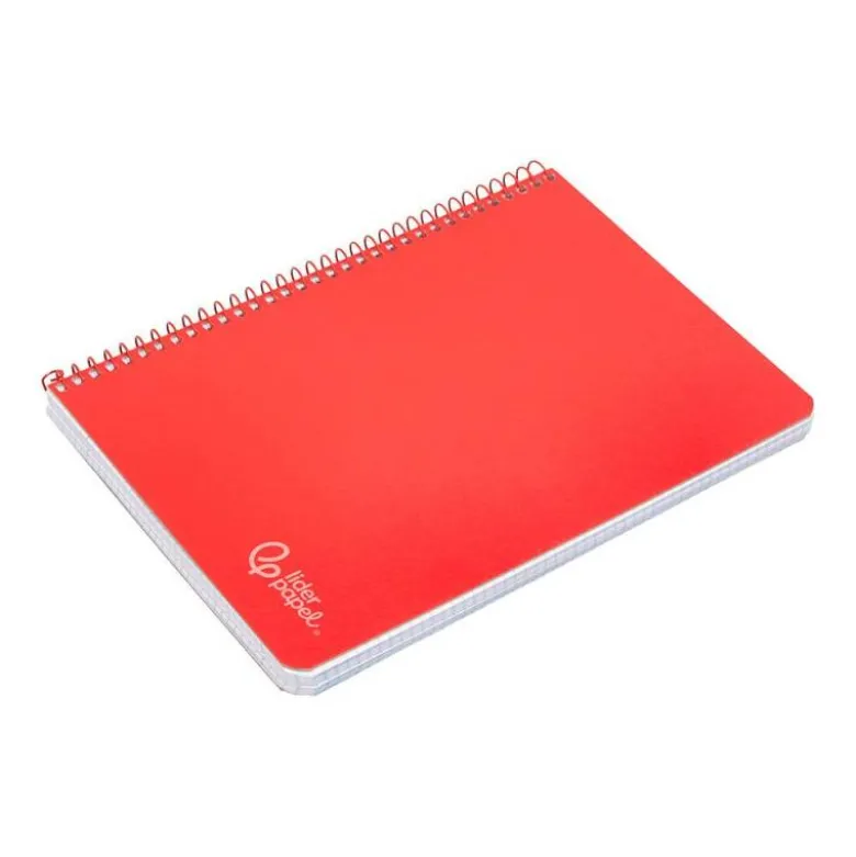 CUADERNO ESPIRAL LIDERPAPEL DIN A5 WITTY TAPA DURA 80H 90GR CUADRO 4MM CON MARGEN COLOR ROJO