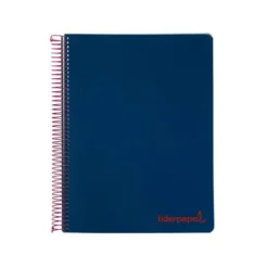 CUADERNO ESPIRAL LIDERPAPEL A5 MICRO WONDER TAPA PLASTICO 120H 90G CUADRO 5MM 5 BANDAS 6 TALADROS COLOR AZUL MARINO