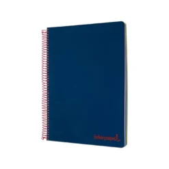 CUADERNO ESPIRAL LIDERPAPEL A5 MICRO WONDER TAPA PLASTICO 120H 90G CUADRO 5MM 5 BANDAS 6 TALADROS COLOR AZUL MARINO