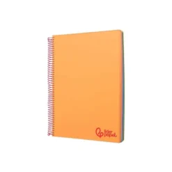 CUADERNO ESPIRAL LIDERPAPEL A7 MICRO WONDER TAPA PLASTICO 100H 90 GR CUADRO 5MM 4 BANDAS COLOR NARANJA