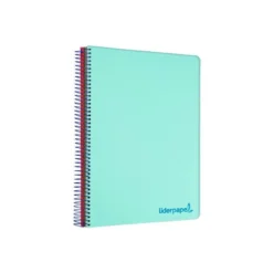 CUADERNO ESPIRAL LIDERPAPEL A7 MICRO WONDER TAPA PLASTICO 100H 90 GR CUADRO 5MM 4 BANDAS VERDE