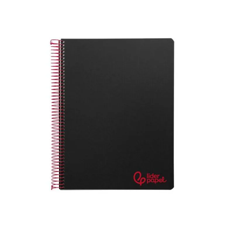 CUADERNO ESPIRAL LIDERPAPEL A7 MICRO WONDER TAPA PLASTICO 100H 90 GR CUADRO 5MM 4 BANDAS COLOR NEGRO