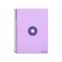CUADERNO ESPIRAL LIDERPAPEL A4 ANTARTIK TAPA DURA 80H 100GR CUADRO 4MM CON MARGEN COLOR LAVANDA