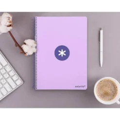 CUADERNO ESPIRAL LIDERPAPEL A4 ANTARTIK TAPA DURA 80H 100GR CUADRO 4MM CON MARGEN COLOR LAVANDA