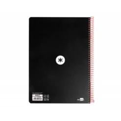 CUADERNO ESPIRAL LIDERPAPEL A4 ANTARTIK TAPA DURA 80H 100GR CUADRO 4MM CON MARGEN COLOR NEGRO