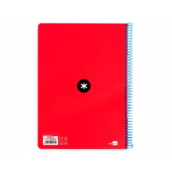CUADERNO ESPIRAL LIDERPAPEL A4 ANTARTIK TAPA DURA 80H 100GR CUADRO 4MM CON MARGEN COLOR ROJO