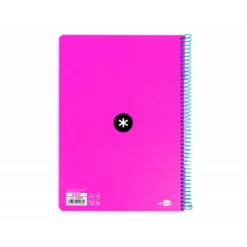 CUADERNO ESPIRAL LIDERPAPEL A4 ANTARTIK TAPA DURA 80H 100GR CUADRO 4MM CON MARGEN COLOR ROSA FLUOR