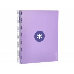 CUADERNO ESPIRAL LIDERPAPEL DIN A4 MICRO ANTARTIK RAYADO HORIZONTAL 120 H 5 BANDA 4 TALADROS COLOR LAVANDA