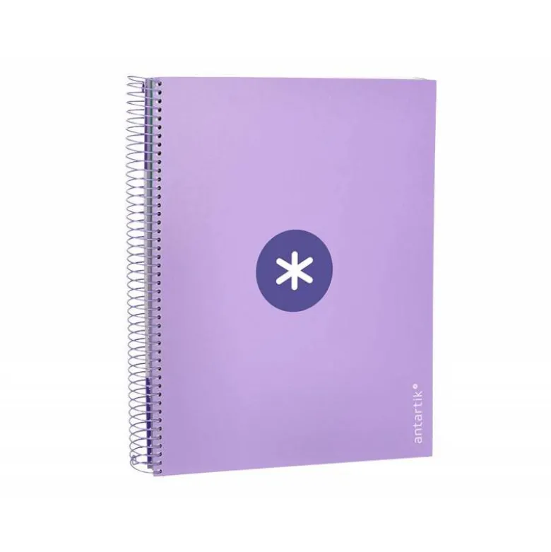 CUADERNO ESPIRAL LIDERPAPEL DIN A4 MICRO ANTARTIK RAYADO HORIZONTAL 120 H 5 BANDA 4 TALADROS COLOR LAVANDA