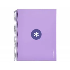 CUADERNO ESPIRAL LIDERPAPEL DIN A4 MICRO ANTARTIK RAYADO HORIZONTAL 120 H 5 BANDA 4 TALADROS COLOR LAVANDA