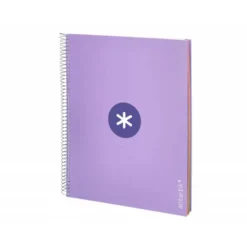 CUADERNO ESPIRAL LIDERPAPEL DIN A4 MICRO ANTARTIK RAYADO HORIZONTAL 120 H 5 BANDA 4 TALADROS COLOR LAVANDA