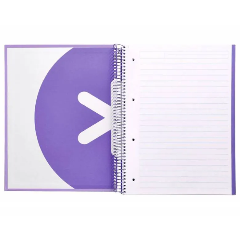 CUADERNO ESPIRAL LIDERPAPEL DIN A4 MICRO ANTARTIK RAYADO HORIZONTAL 120 H 5 BANDA 4 TALADROS COLOR LAVANDA