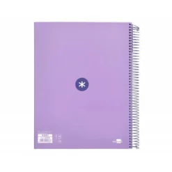 CUADERNO ESPIRAL LIDERPAPEL DIN A4 MICRO ANTARTIK RAYADO HORIZONTAL 120 H 5 BANDA 4 TALADROS COLOR LAVANDA