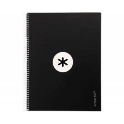 CUADERNO ESPIRAL LIDERPAPEL DIN A4 MICRO ANTARTIK CUADRICULADO 5 MM COLOR NEGRO 80H