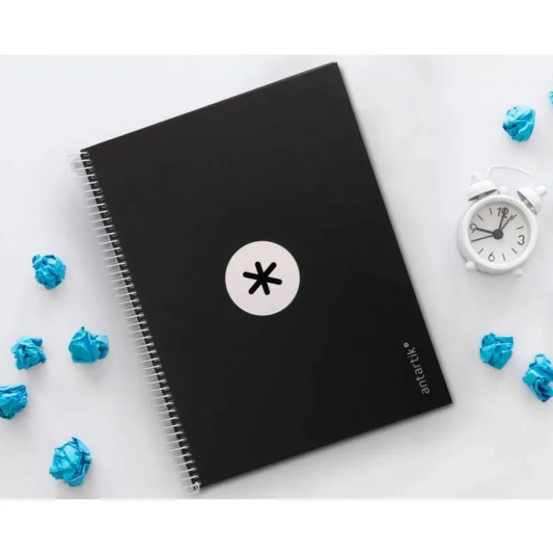 CUADERNO ESPIRAL LIDERPAPEL DIN A4 MICRO ANTARTIK CUADRICULADO 5 MM COLOR NEGRO 80H