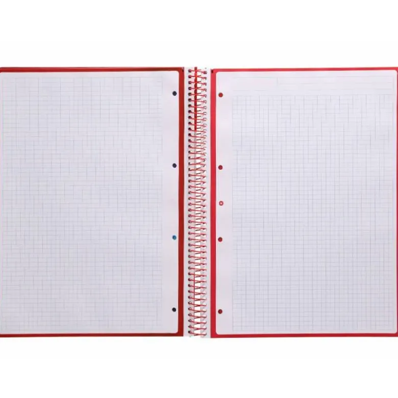 CUADERNO ESPIRAL LIDERPAPEL DIN A4 MICRO ANTARTIK CUADRICULADO 5 MM COLOR ROJO 80H