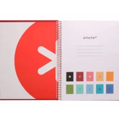 CUADERNO ESPIRAL LIDERPAPEL DIN A4 MICRO ANTARTIK CUADRICULADO 5 MM COLOR ROJO 80H