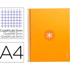 CUADERNO ESPIRAL LIDERPAPEL DIN A4 MICRO ANTARTIK CUADRICULADO 5 MM COLOR AMARILLO 80H