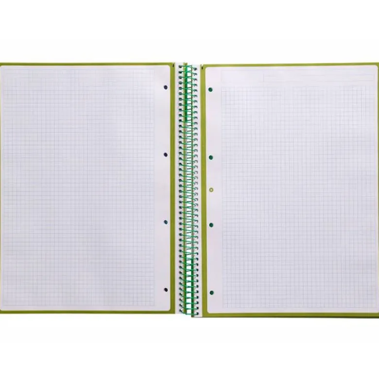 Cuaderno espiral liderpapel a4 micro antartik tapa forrada 80h 90 gr cuadro 5mm 1 banda 4 taladros verde