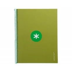Cuaderno espiral liderpapel a4 micro antartik tapa forrada 80h 90 gr cuadro 5mm 1 banda 4 taladros verde