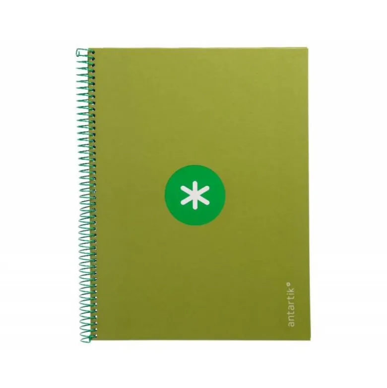 Cuaderno espiral liderpapel a4 micro antartik tapa forrada 80h 90 gr cuadro 5mm 1 banda 4 taladros verde