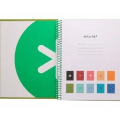 Cuaderno espiral liderpapel a4 micro antartik tapa forrada 80h 90 gr cuadro 5mm 1 banda 4 taladros verde