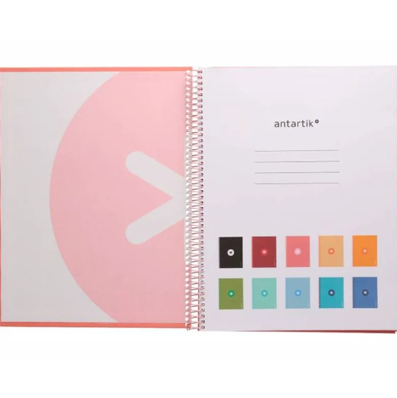 CUADERNO ESPIRAL LIDERPAPEL DIN A4 MICRO ANTARTIK CUADRICULADO 5 MM COLOR ROSA 80H