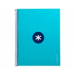 Cuaderno espiral liderpapel a4 micro antartik tapa forrada 80h 90 gr cuadro 5mm 1 banda 4 taladros turquesa