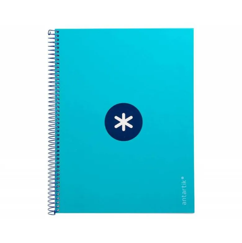 Cuaderno espiral liderpapel a4 micro antartik tapa forrada 80h 90 gr cuadro 5mm 1 banda 4 taladros turquesa