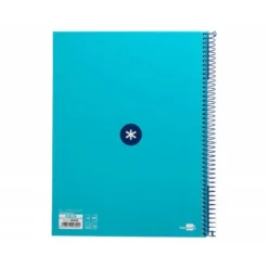 Cuaderno espiral liderpapel a4 micro antartik tapa forrada 80h 90 gr cuadro 5mm 1 banda 4 taladros turquesa