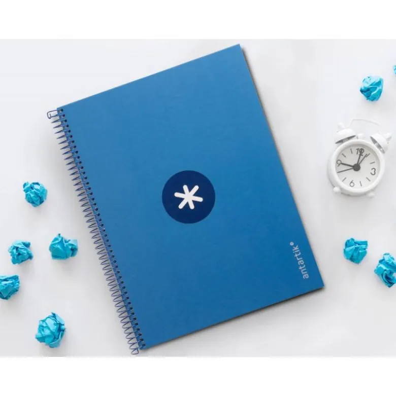 Cuaderno espiral liderpapel a4 micro antartik tapa forrada80h 90 gr horizontal 1 banda 4 taladros azul oscuro